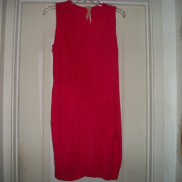 GREEK  ISLANDS STYLE DRAPED NWT NEW RED DRESS L - Picture 1 of 6